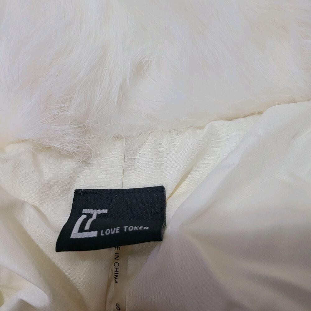 Love Token Rabbit Fur Layered Jacket Size Small Hook And Eye Soft - Picture 9 of 13